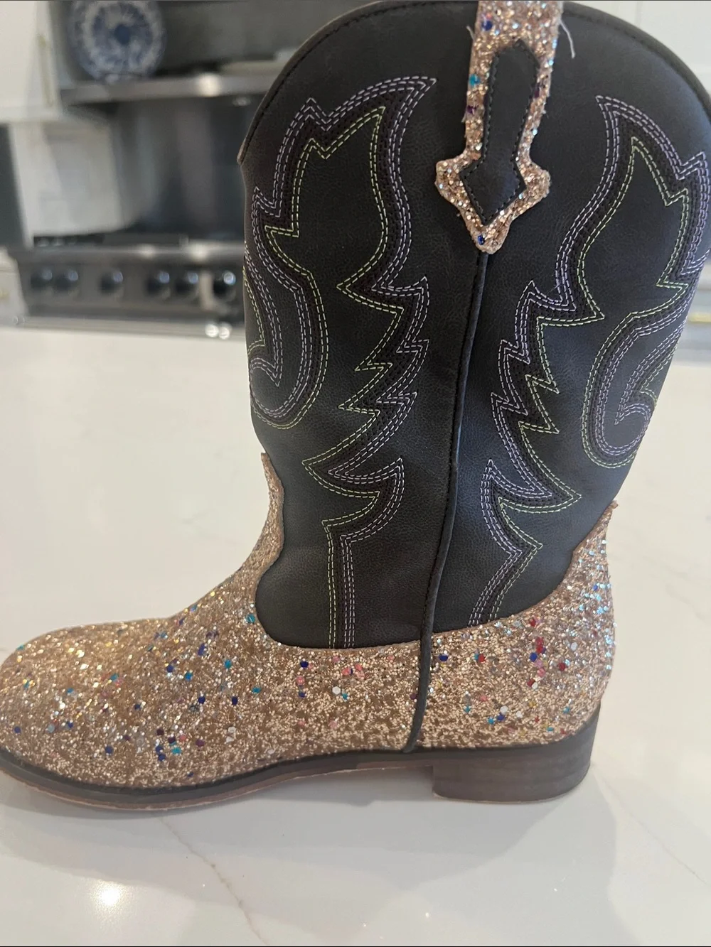 Girls/Youth Size 3 Cowgirl Boots~Rose gold/champagne glitter